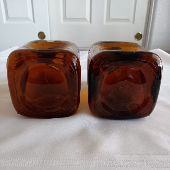 Set of 2 Amber Bottles with Pinched Sides Handcrafted in Spain - Picture 7 of 8